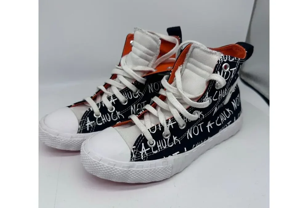 Converse Not A Chuck Black and White High Top Canvas Graphic Sneakers Youth 3